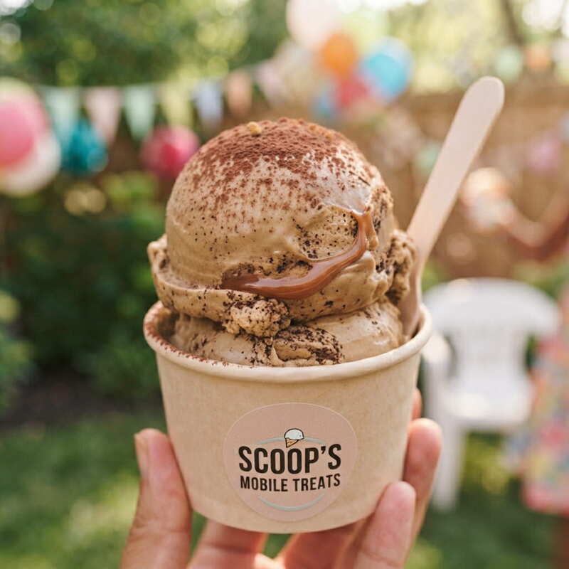 Affogato style scoop with espresso