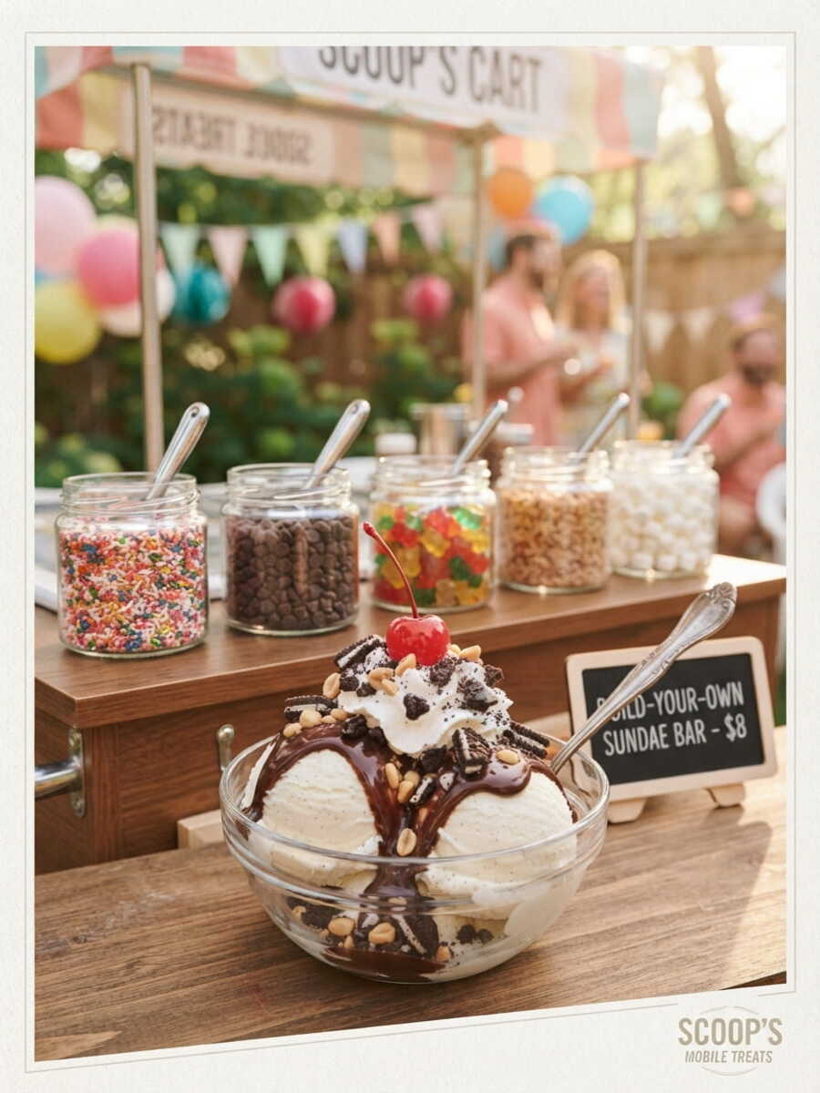 Build-your-own sundae bar with toppings