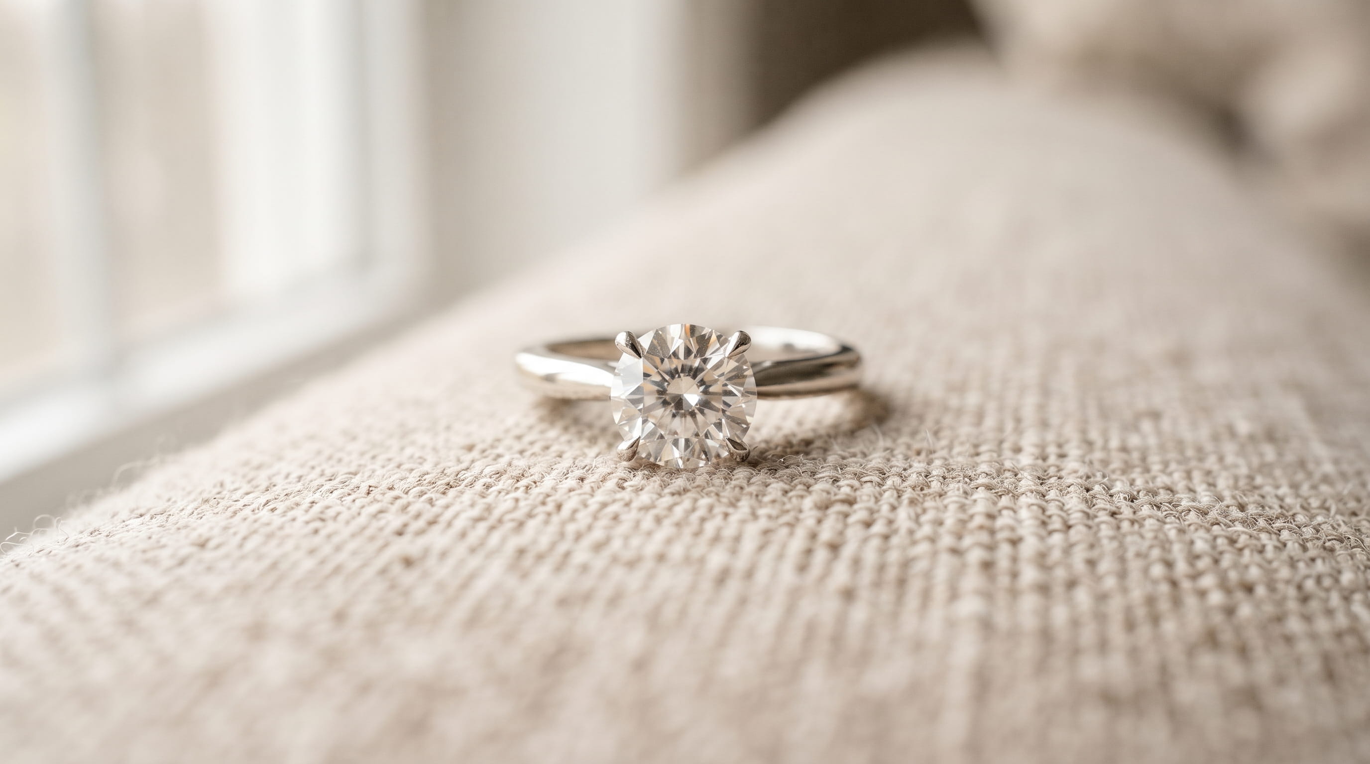 Hand-set solitaire engagement ring